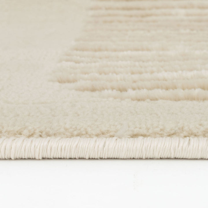 Vista Beige rug abstract design, stain-resistant, soft pile.