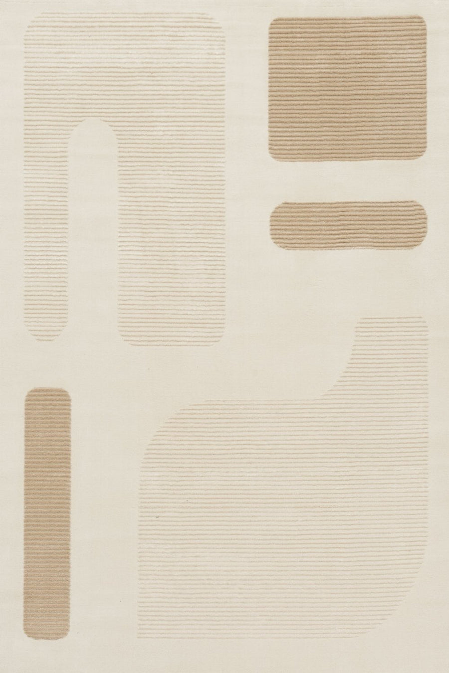 Vista Beige rug abstract design, stain-resistant, soft pile.