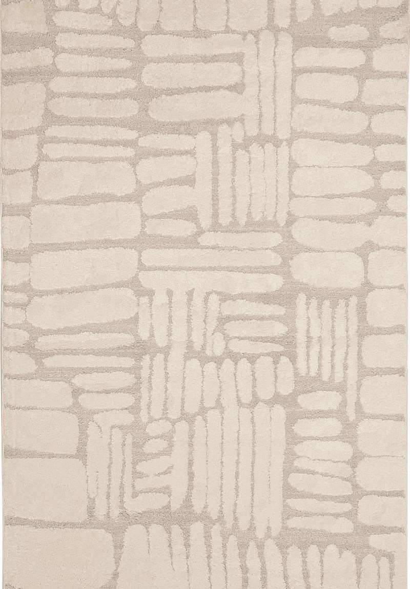 Ava Pave Wave Illusion Rug featuring a contemporary cream abstract design with textured high-low pile.