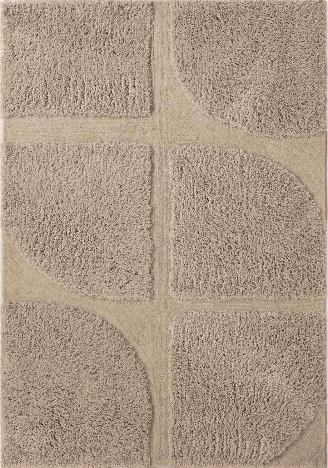 Beige textured rug with a geometric pattern