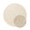Round beige rug with textured pattern on a white background