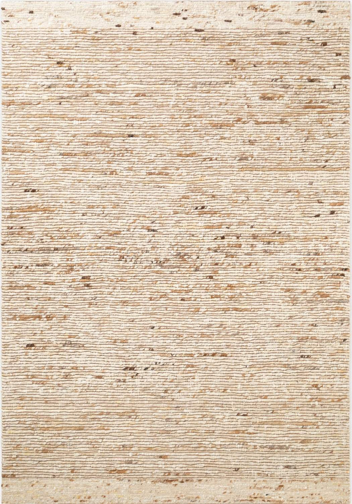 Textured beige rug with a woven pattern