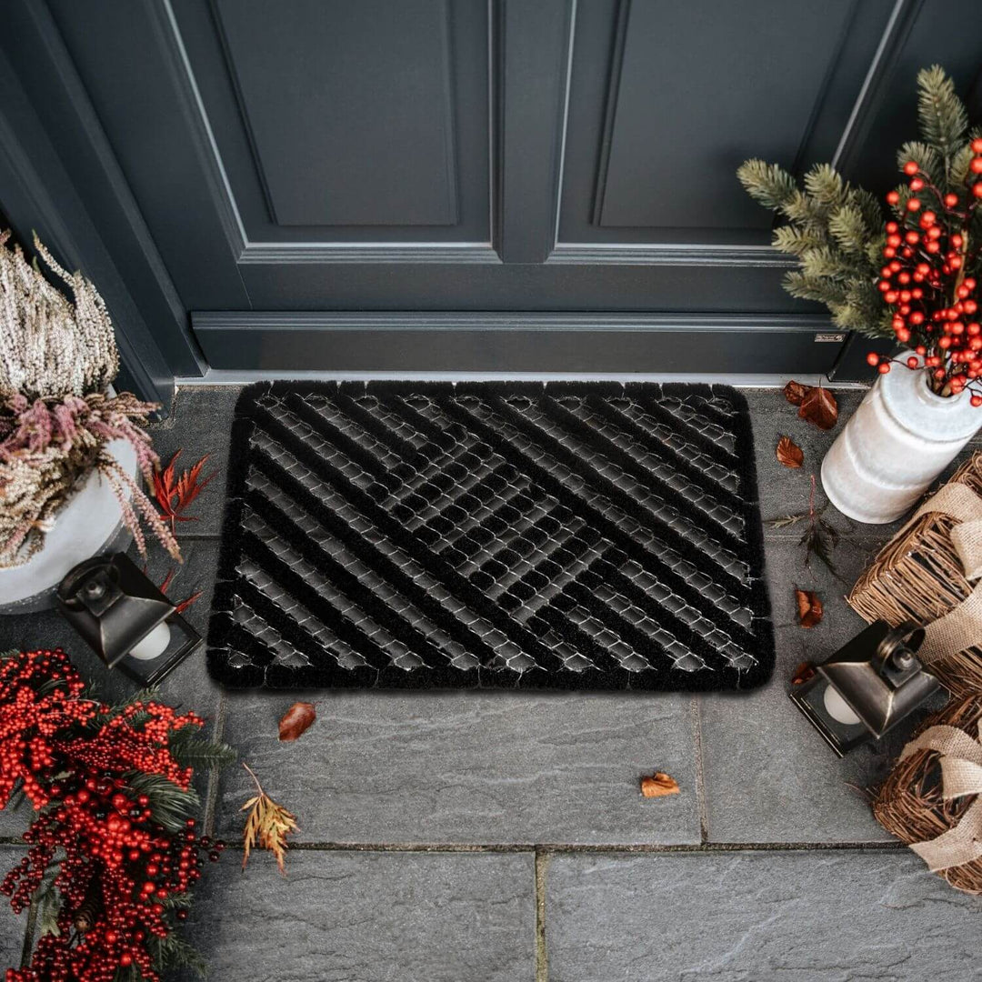 Mix Mat Doormat Cocos Black Grid Brushes