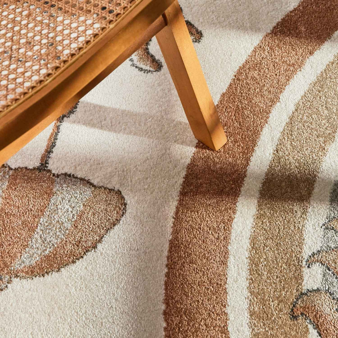 Kids rainbow rug, Heat-insulating, Soft pile, Cream colour | THE RUGS