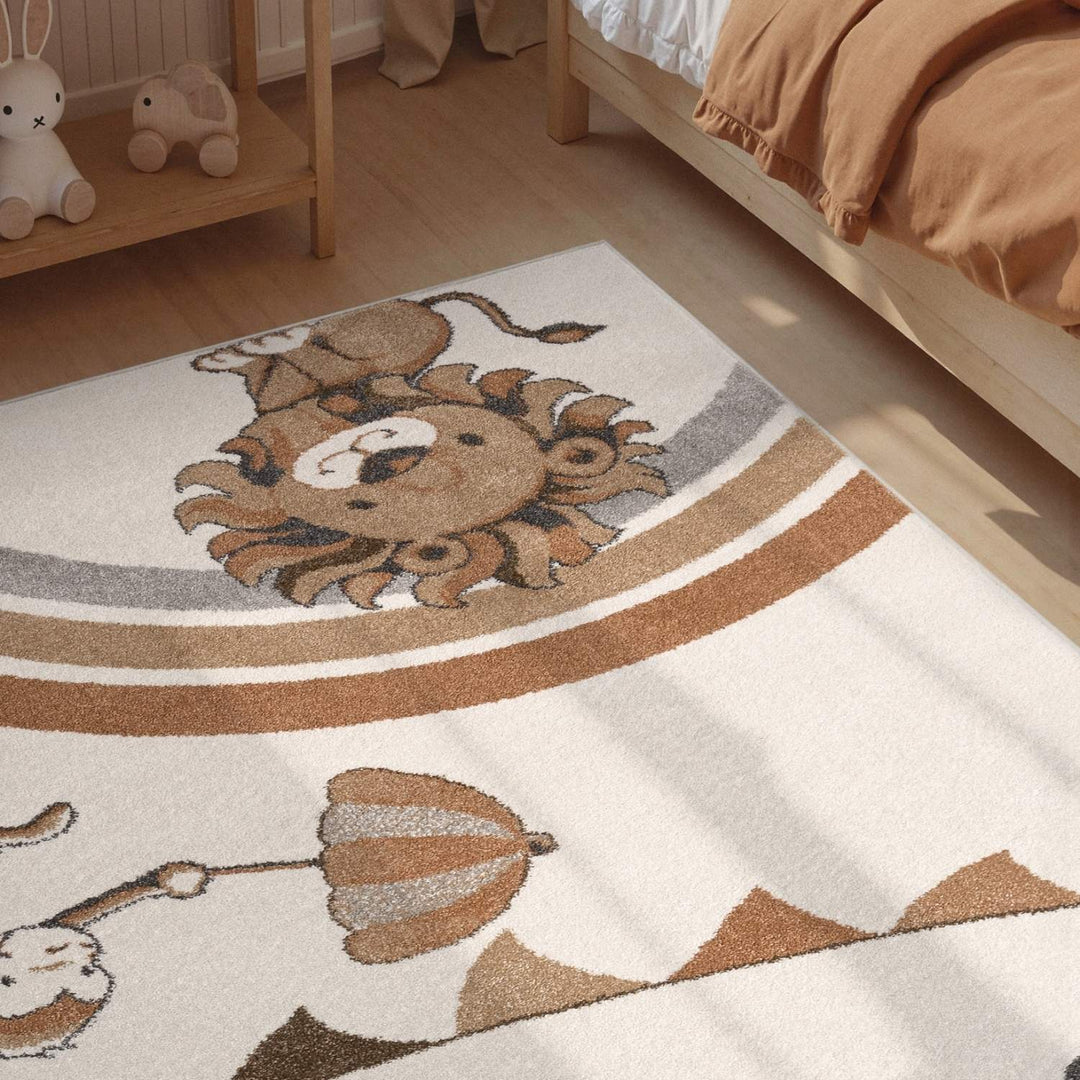 Kids rainbow rug, Heat-insulating, Soft pile, Cream colour | THE RUGS