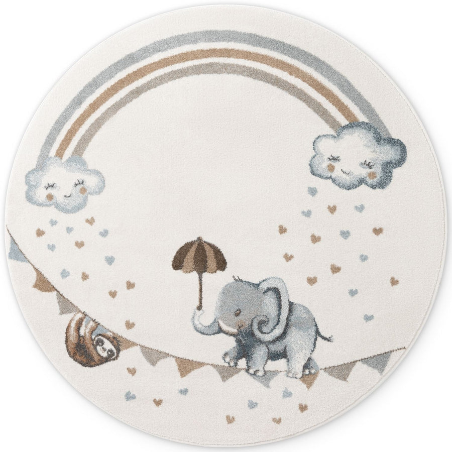 Kids Round Walk like an Elephant Rainbow Rug, Easy to clean | THE RUGS