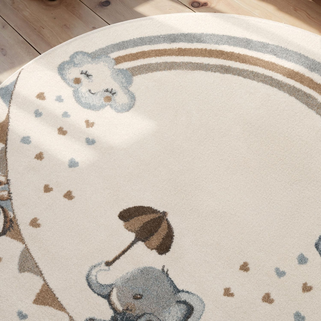 Kids Round Walk like an Elephant Rainbow Rug, Easy to clean | THE RUGS