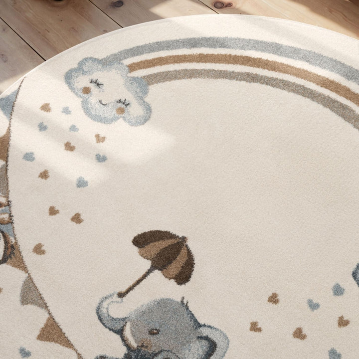 Kids Round Walk like an Elephant Rainbow Rug, Easy to clean | THE RUGS