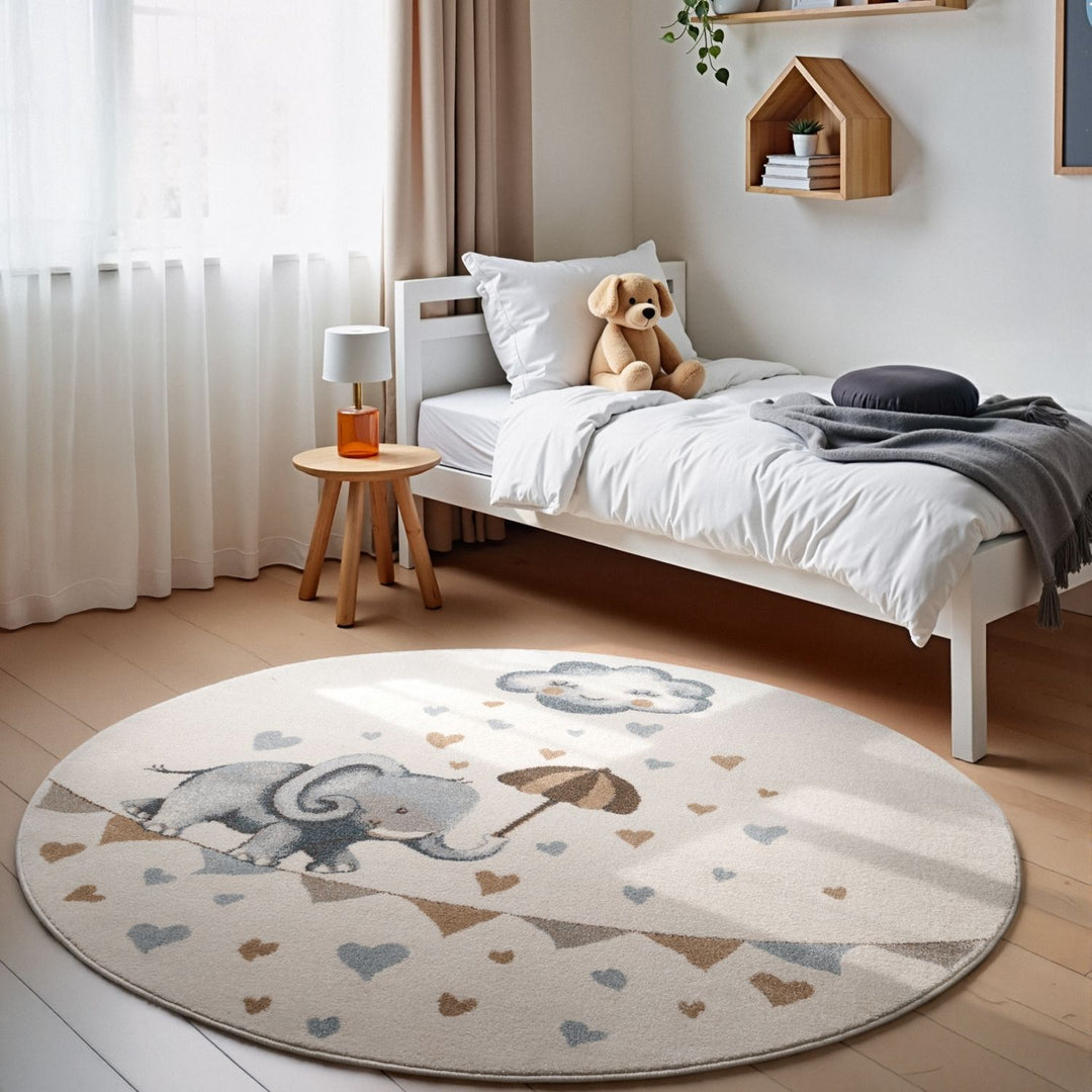 Kids Round Walk like an Elephant Rainy Rug, sound-absorbing, easy to clean| THE RUGS