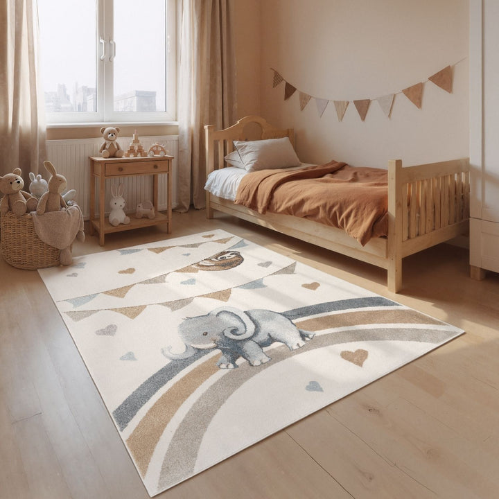 Boho Kids Walk like an Elephant Rainbow Party Rug