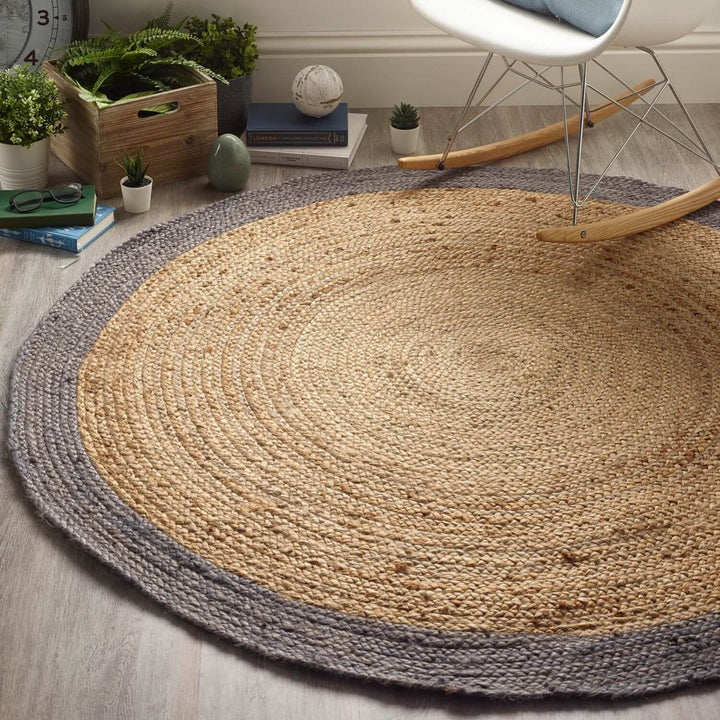 Shop Bordered Grey Jute Rug | 100% Organic Fibers | The Rugs