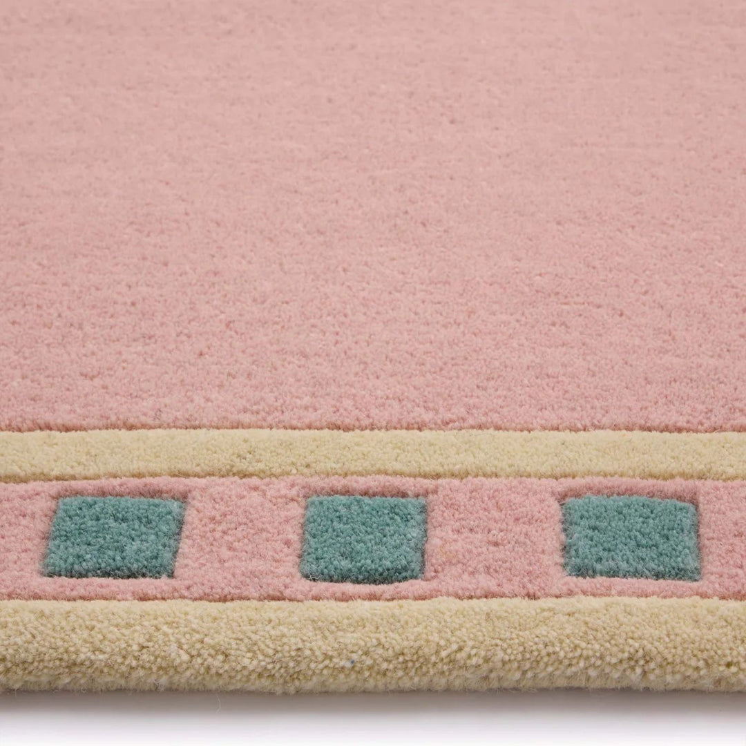The Rugs Wool Borderline Pink Rug - Quality Handcrafted