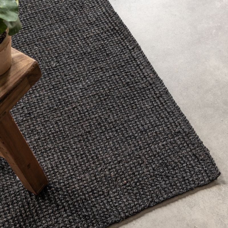 Jutt Rugs The Rugs Handwoven Jute Black Rug - Quality Natural Comfort