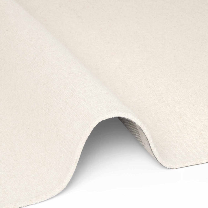 Fine Boucle Wool Rug Knots Natural White sound-absorbing, durable pile.