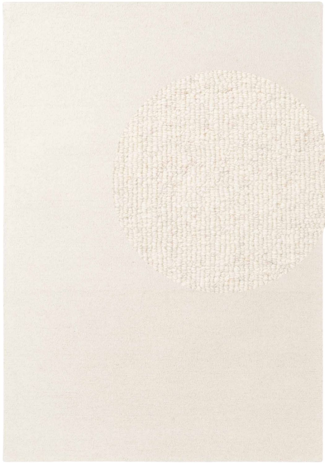 Fine Boucle Wool Rug Knots Natural White sound-absorbing, durable pile.
