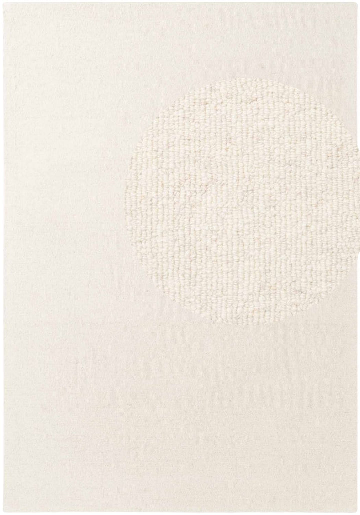 Fine Boucle Wool Rug Knots Natural White sound-absorbing, durable pile.