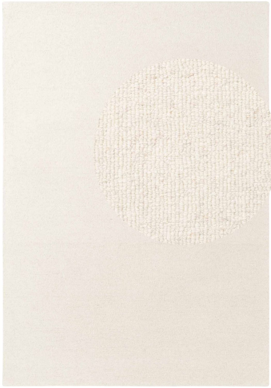 Fine Boucle Wool Rug Knots Natural White sound-absorbing, durable pile.