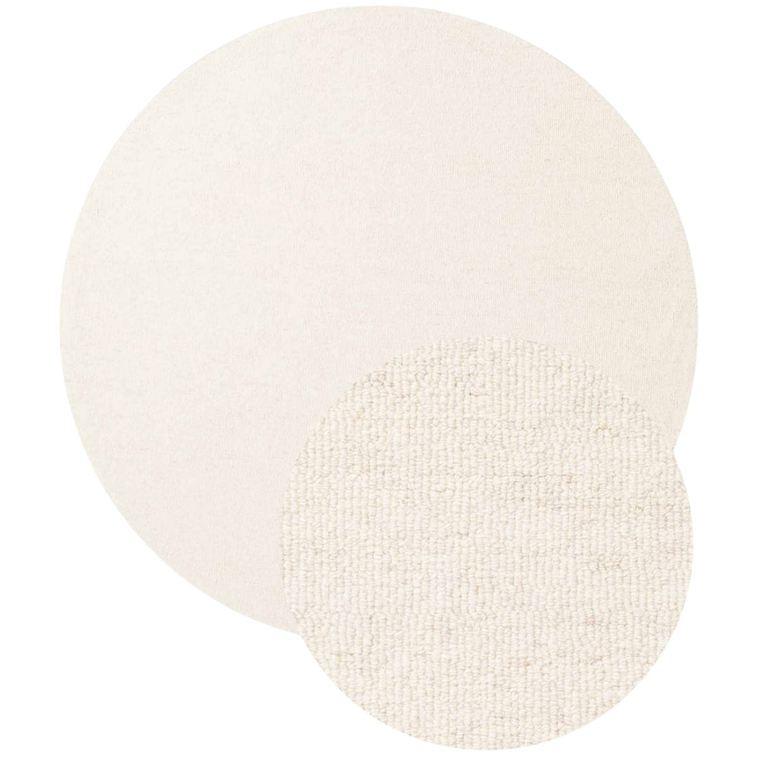 Fine Boucle Wool Rug Knots Natural White sound-absorbing, durable pile.