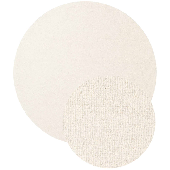 Fine Boucle Wool Rug Knots Natural White sound-absorbing, durable pile.