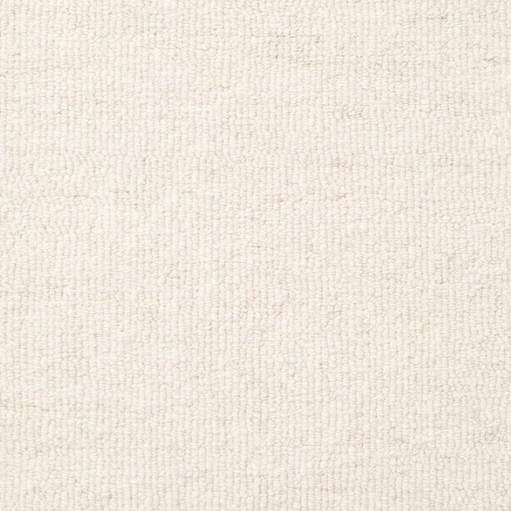 Fine Boucle Wool Rug Knots Natural White sound-absorbing, durable pile.