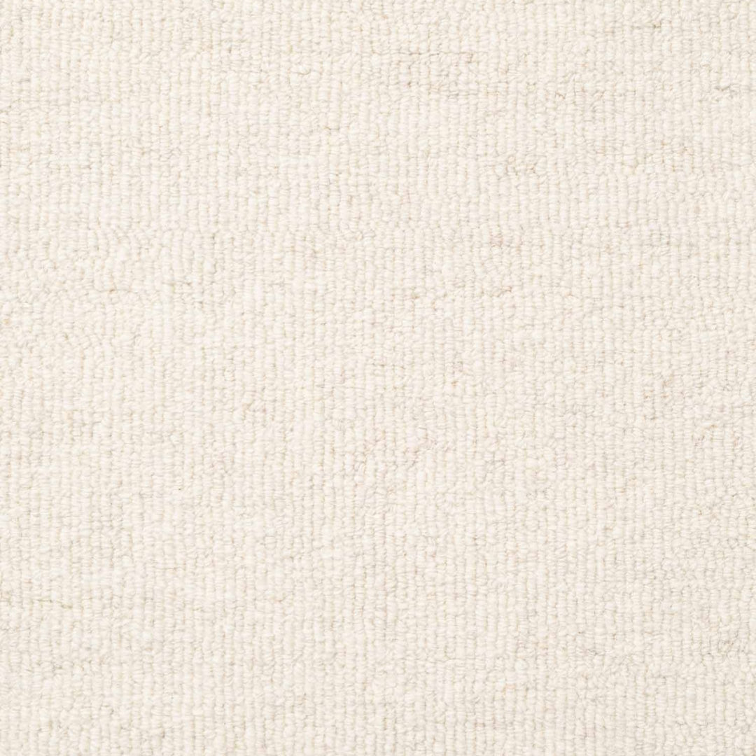 Fine Boucle Wool Rug Knots Natural White sound-absorbing, durable pile.