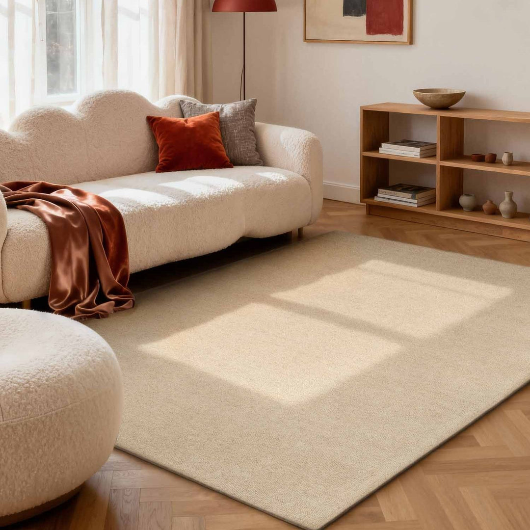 Wool Rug Knots Light Beige, Durable and Soft Pile rug, Heat insulting