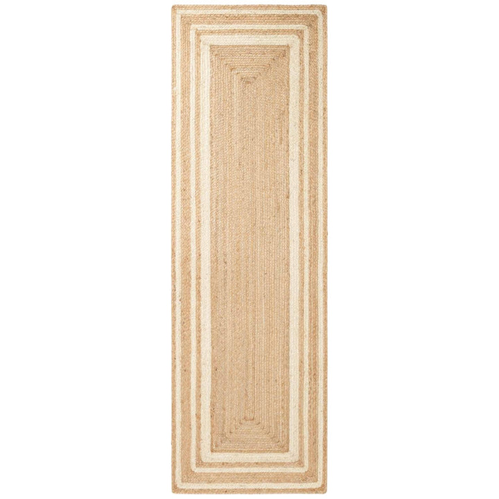 Beige braided rug on a white background