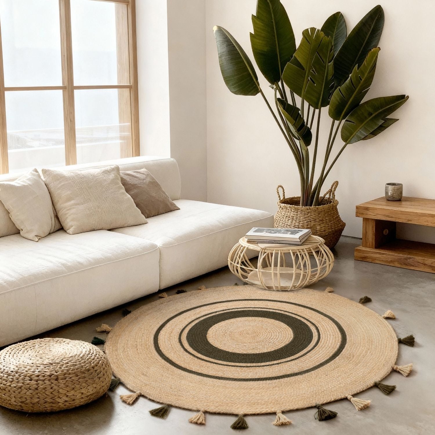 The Rugs Braided Jute Rug Round Basil Natural - Quality