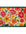 Floral patterned rug with pink, orange, and yellow flowers on a white background