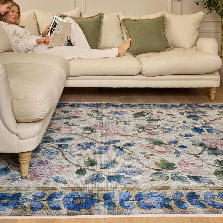 Eco-Washable Gardens Lady Rose Rug stain-resistant | The Rugs