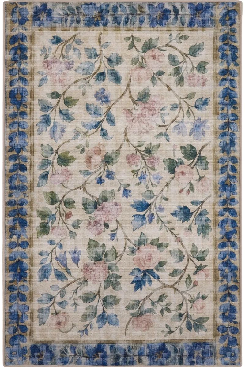 Eco-Washable Gardens Lady Rose Rug stain-resistant | The Rugs