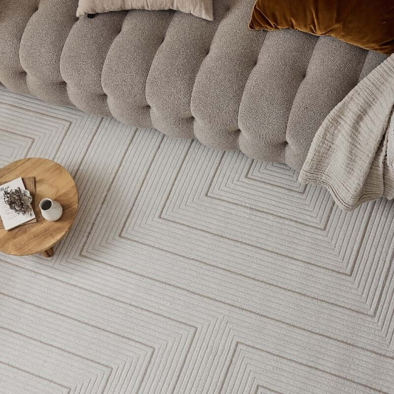 The Rugs Carmel Cream-Beige Geometric Rug - Stylish Comfort