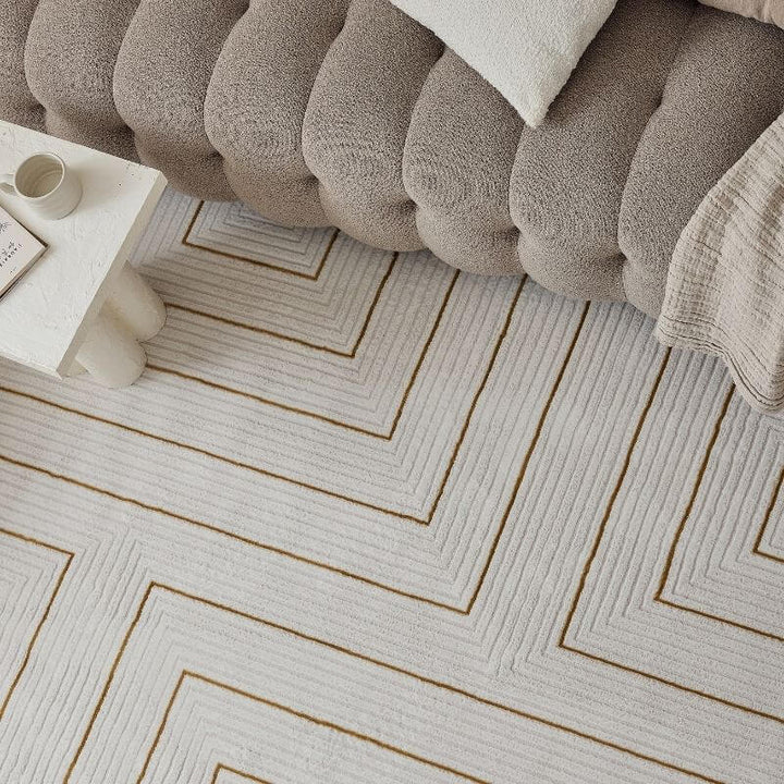 The Rugs Carmel Cream-Gold Geometric Rug - Quality & Comfort