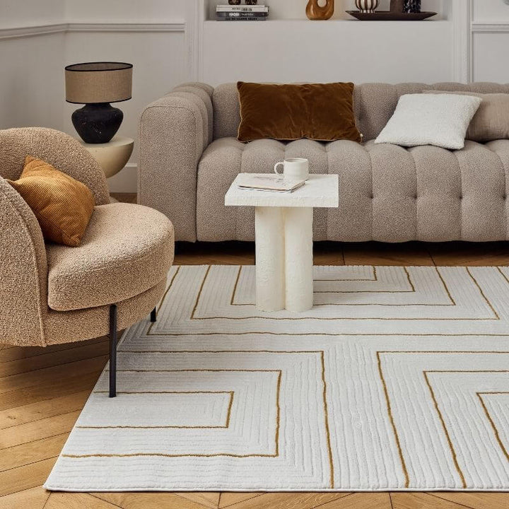 The Rugs Carmel Cream-Gold Geometric Rug - Quality & Comfort