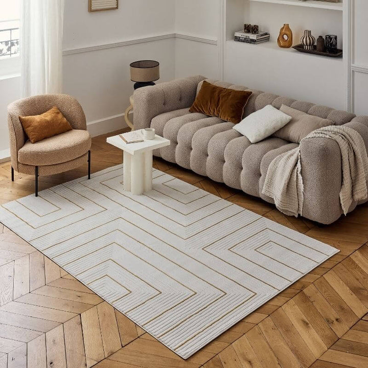 The Rugs Carmel Cream-Gold Geometric Rug - Quality & Comfort