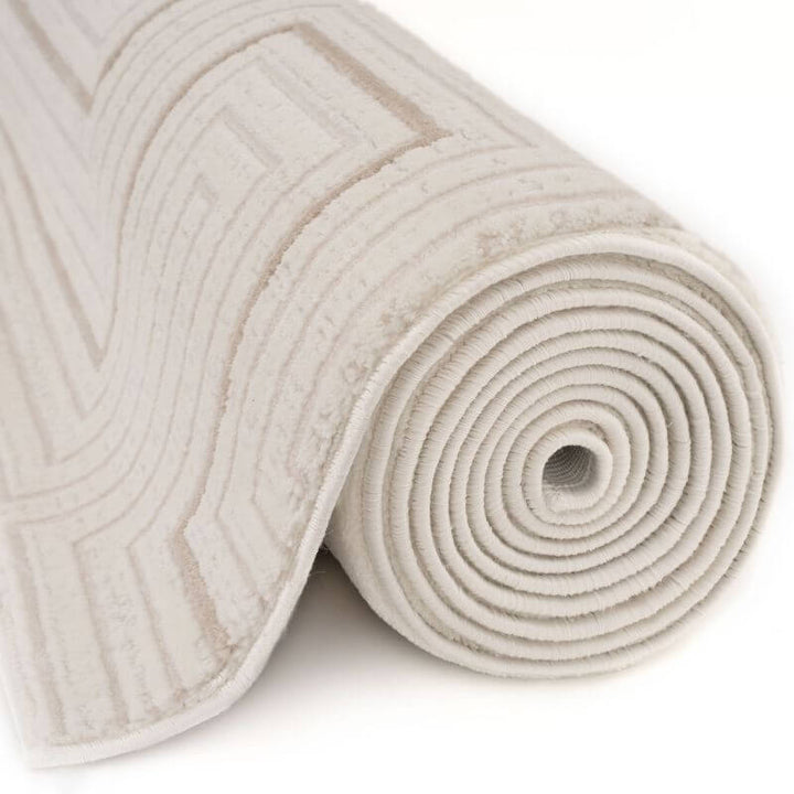 The Rugs Carmel Cream-Beige Geometric Rug - Stylish Comfort