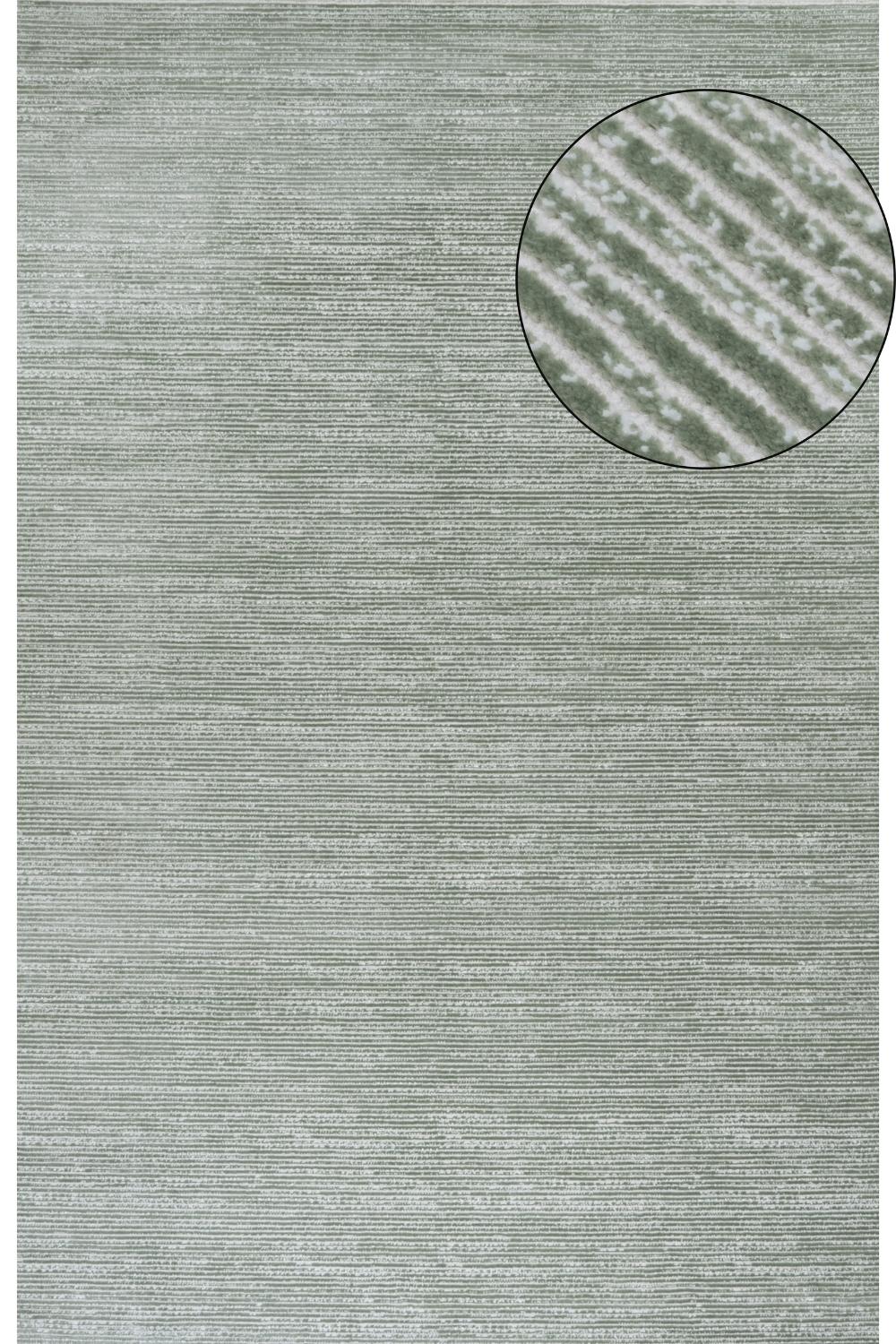 Carmel green striped design rug, textured pile, durable material, anti-allergic, easy-care | THE RUGS