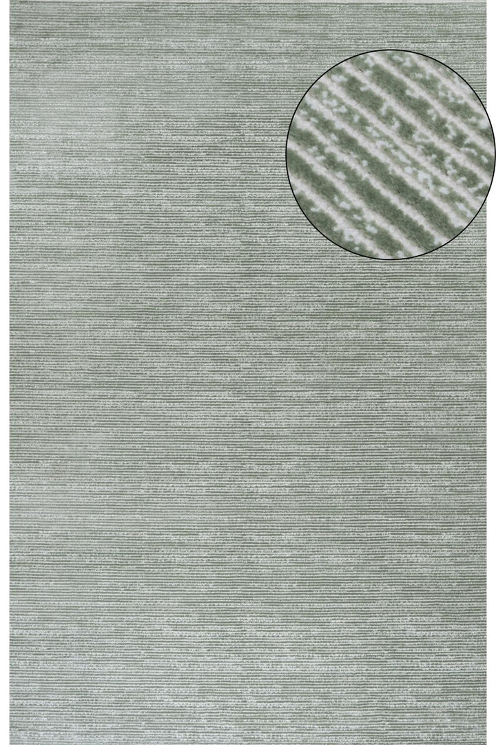 Carmel green striped design rug, textured pile, durable material, anti-allergic, easy-care | THE RUGS