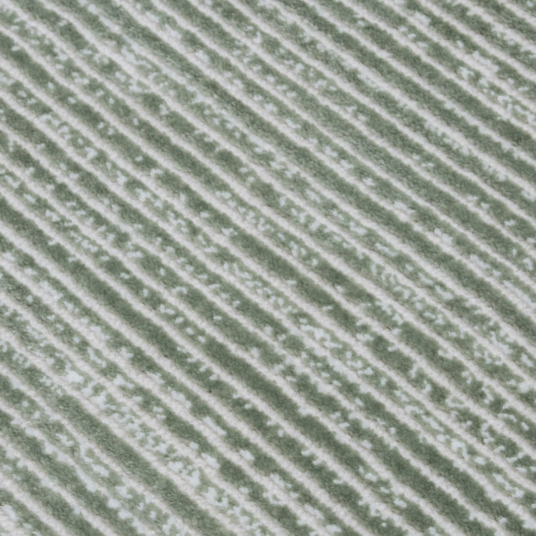 Carmel green striped design rug, textured pile, durable material, anti-allergic, easy-care | THE RUGS