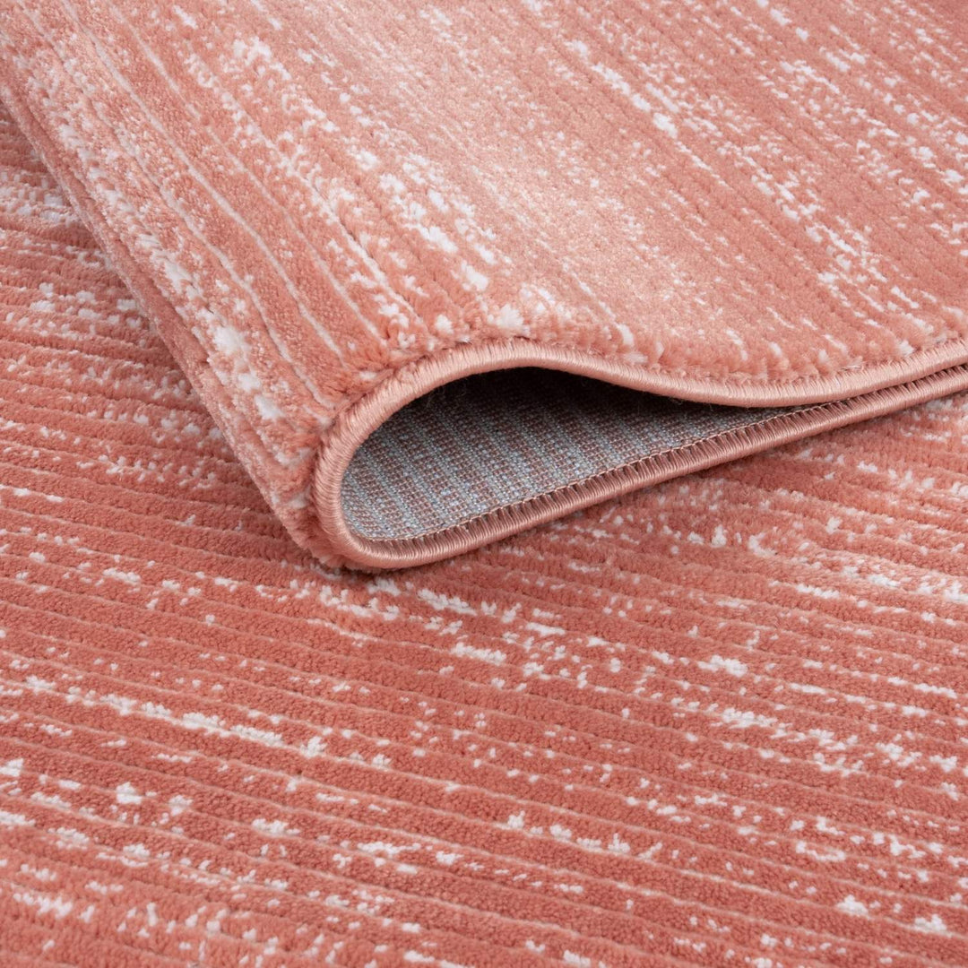 Carmel terra striped design rug, non-shedding, soft pile, cotton backing, machine-made rug.