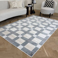 Modern Checkered Grey Cream Rug