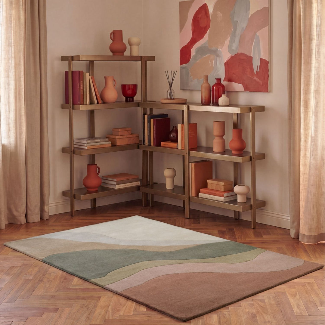 Ted Baker Chelsea Wool Rug Cream Multicolour, easy care, heat insulting, cotton backing, hand-made.