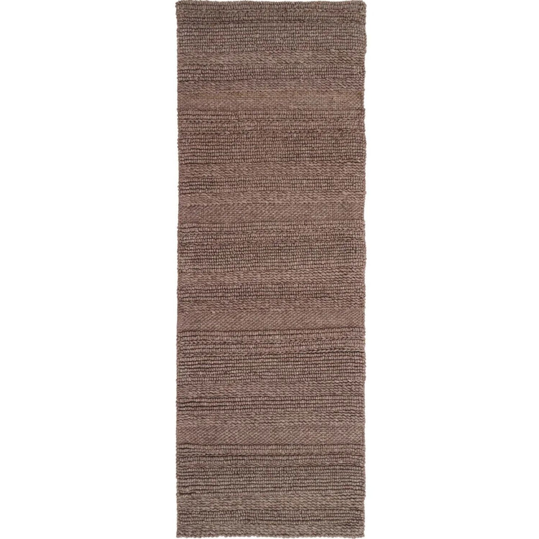 Brown textured runner rug on a white background