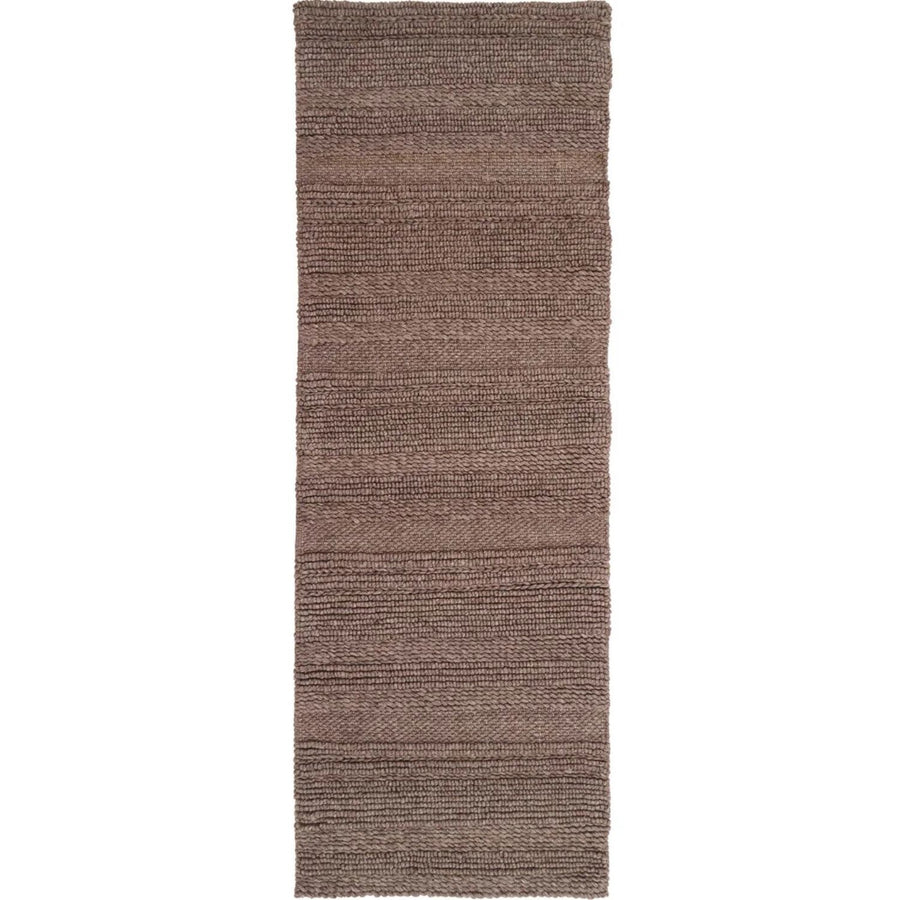 Brown textured runner rug on a white background