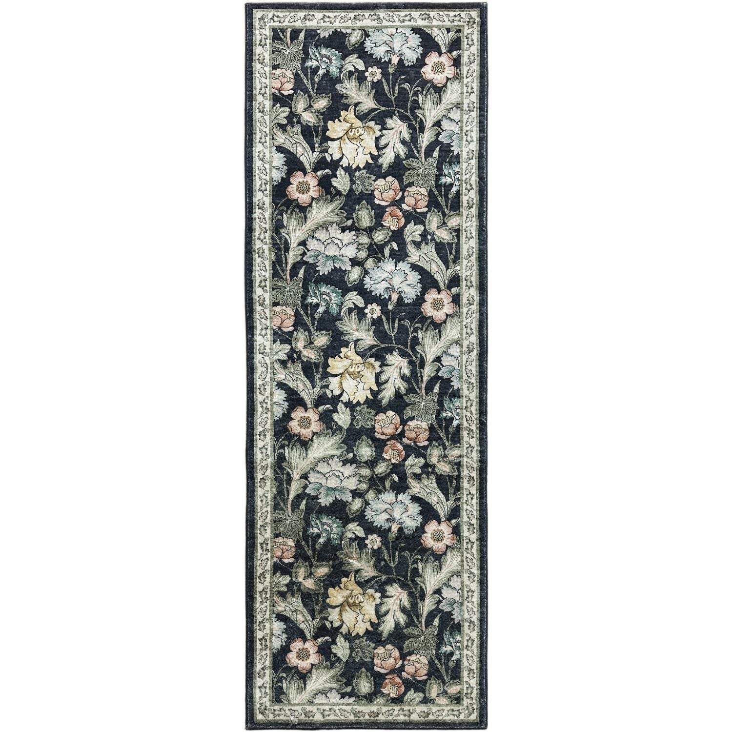 midnight-floral-rug-mlticoloured-flowers-in black background-plush feel