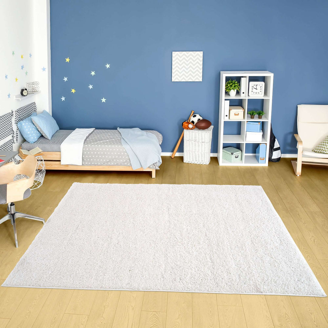 The Rugs Area Rug - Modern Luxury Shaggy Rug Solid White