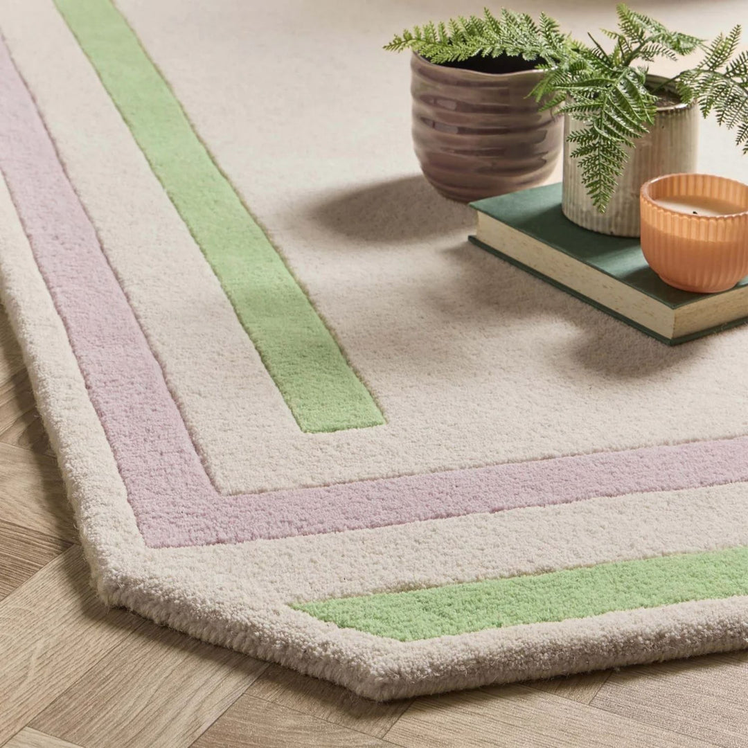 Wool Contour Bordered Rug Lavender/Green