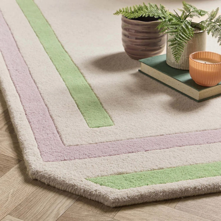 Wool Contour Bordered Rug Lavender/Green