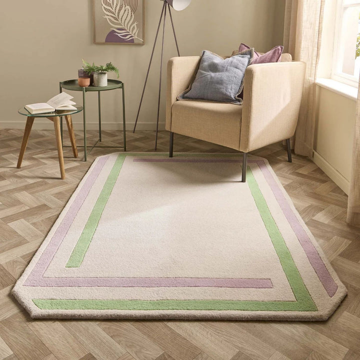 Wool Contour Bordered Rug Lavender/Green