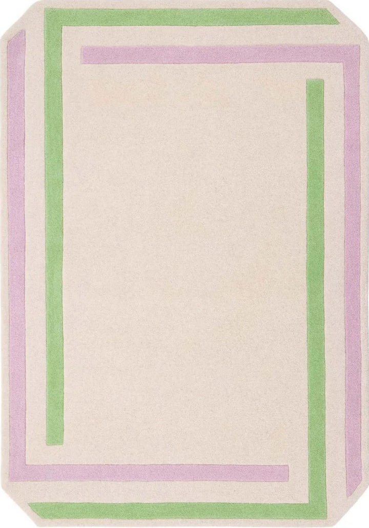 Wool Contour Bordered Rug Lavender/Green